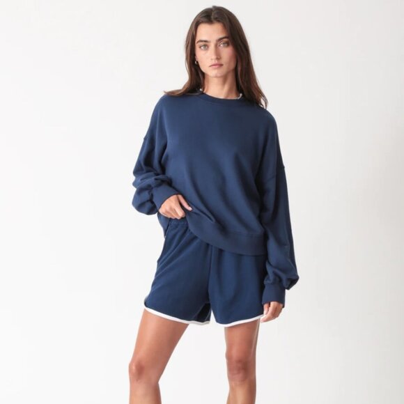 Electric & Rose Track Short in Navy Blue French Terry NEW‎ USA $128 Small - Picture 1 of 9